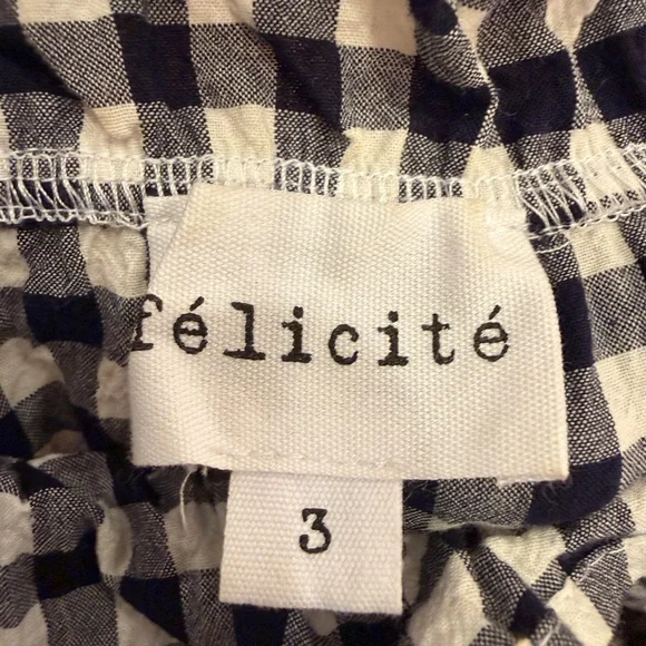 Felicite Black and White Cotton Gingham Midi Dress sz L - Picture 7 of 10